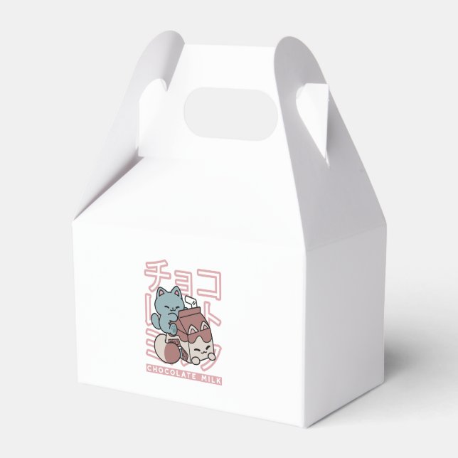 Kawaii Cat with Chocolate Milk – Japanese Pop Art  Favour Box (Front Side)