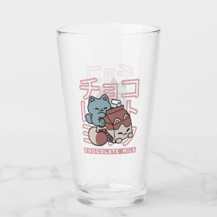Kawaii Cat with Chocolate Milk – Japanese Pop Art  Glass