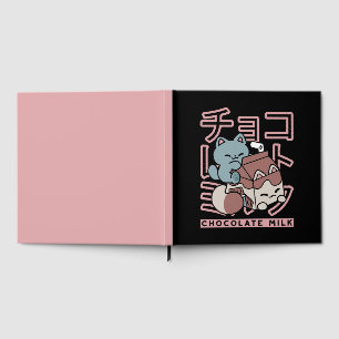 Kawaii Cat with Chocolate Milk – Japanese Pop Art Guest Book