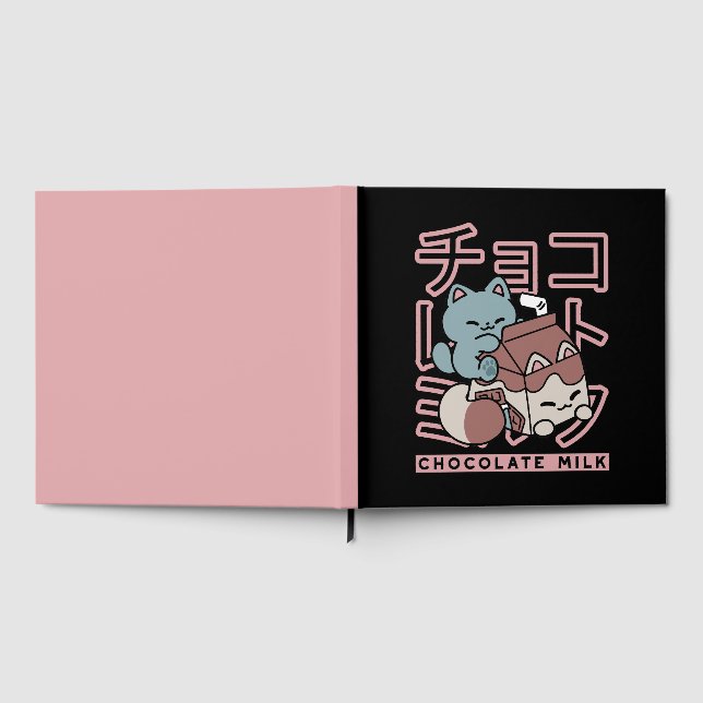 Kawaii Cat with Chocolate Milk – Japanese Pop Art  Guest Book (Full)