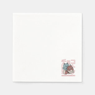Kawaii Cat with Chocolate Milk – Japanese Pop Art Napkin