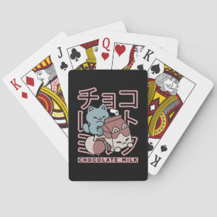 Kawaii Cat with Chocolate Milk – Japanese Pop Art  Playing Cards