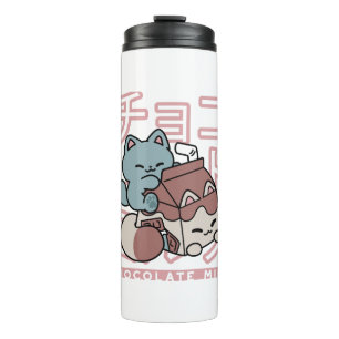 Kawaii Cat with Chocolate Milk – Japanese Pop Art  Thermal Tumbler
