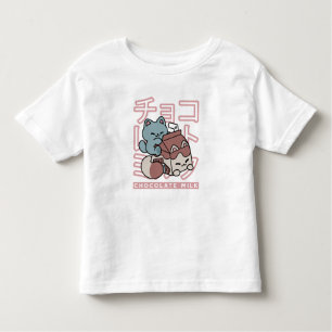 Kawaii Cat with Chocolate Milk – Japanese Pop Art  Toddler T-Shirt