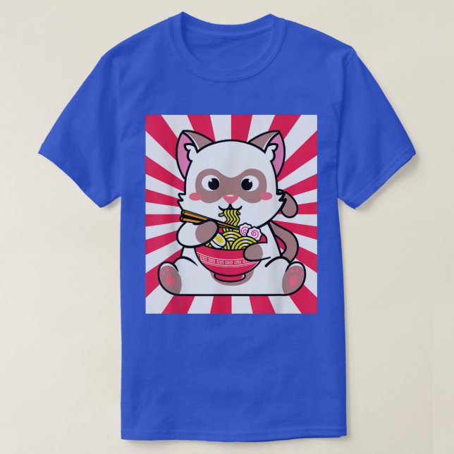 Kawaii Cat With Ramen Anime Neko Teen Gift 803 T-Shirt (Design Front)