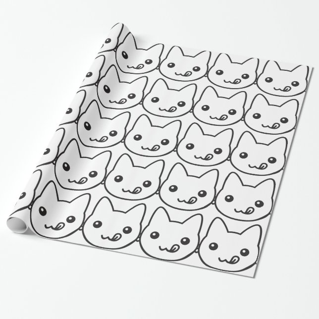 Kawaii Cat Wrapping Paper (Unrolled)