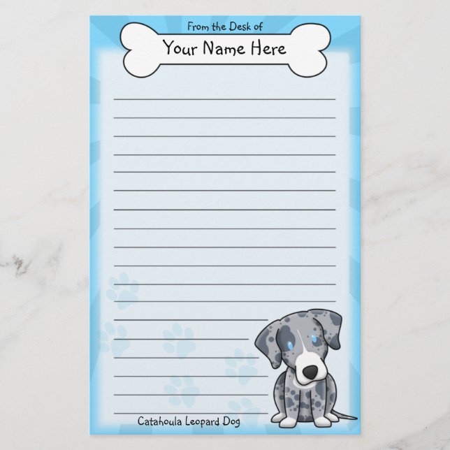 Kawaii Catahoula Leopard Dog Stationery (Front)