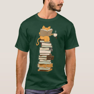 Kawaii Cats Books Tea Gift T-Shirt
