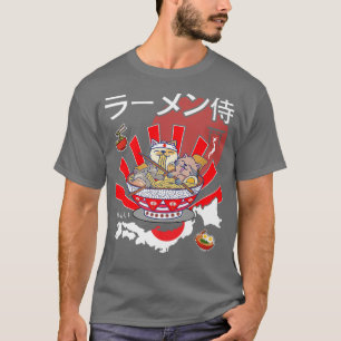 kawaii cats eat ramen noodles and Japanese letteri T-Shirt