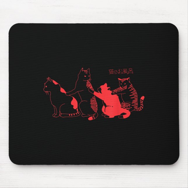 Kawaii Cats Japanese Streetwear Harajuku Aesthetic Mouse Pad (Front)