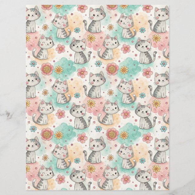 Kawaii cats kitty pattern scrapbook paper (Front)