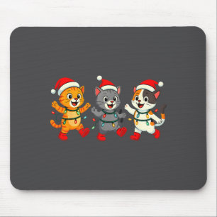 Kawaii Cats Santa Hat Dancing Lights Christmas Dan Mouse Pad