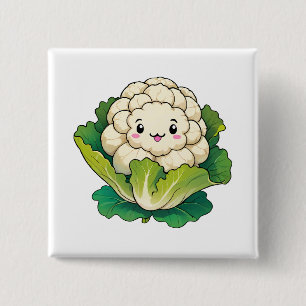 Kawaii Cauliflower 15 Cm Square Badge