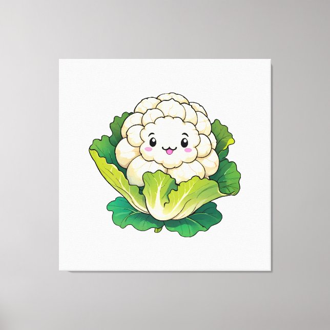 Kawaii Cauliflower Canvas Print (Front)