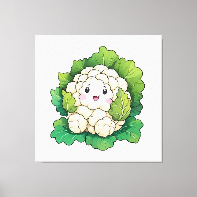 Kawaii Cauliflower Canvas Print (Front)