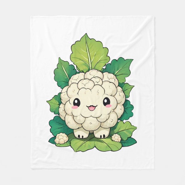 Kawaii Cauliflower Fleece Blanket (Front)