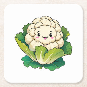 Kawaii Cauliflower Square Paper Coaster