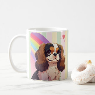 Kawaii Cavalier King Charles Pastel Rainbow Coffee Mug