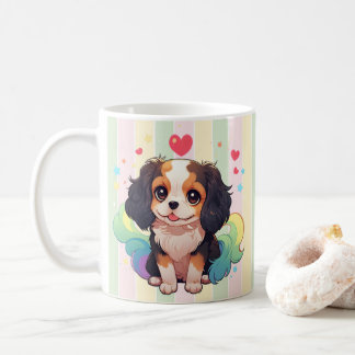 Kawaii Cavalier King Charles Pastel Rainbow Tail Coffee Mug