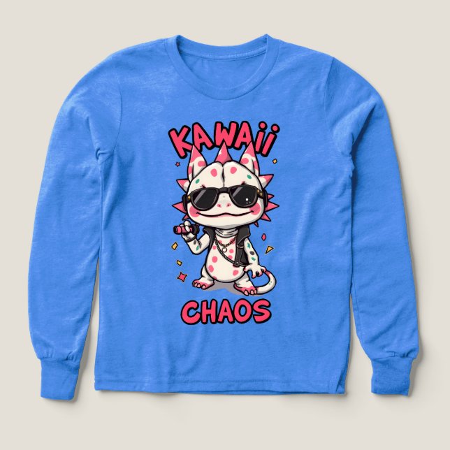 Kawaii Chaos Cool Axolotl Sunglasses LeatherJacket (Design Front)