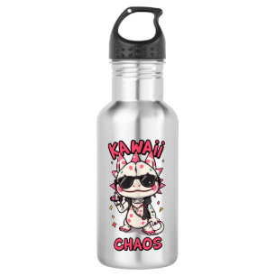 Kawaii Chaos Cool Axolotl Sunglasses LeatherJacket 532 Ml Water Bottle