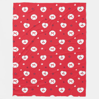 Kawaii Cherries and Bows Pattern Fleece Blanket