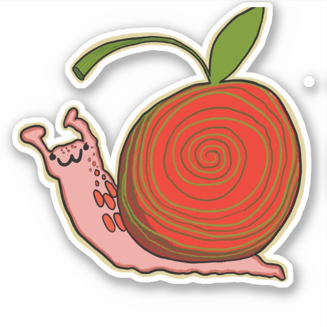 Kawaii Cherry Snail Sticker (Front)