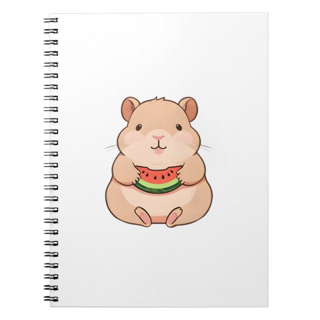 Kawaii Chibi Capybara Eating Watermelon Slice Notebook (Front)