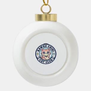 Kawaii Chibi Cat Cat Mum Gift Idea - Kawaii Chibi Ceramic Ball Christmas Ornament