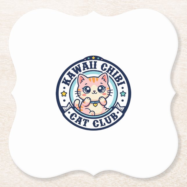 Kawaii Chibi Cat Cat Mum Gift Idea - Kawaii Chibi  Paper Coaster (Front)
