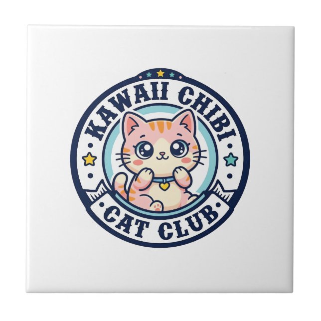 Kawaii Chibi Cat Cat Mum Gift Idea - Kawaii Chibi  Tile (Front)
