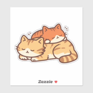 Kawaii Chibi Cats Cuddle Sleeping on Eachother