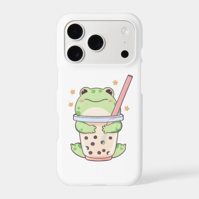 Kawaii Chibi Frog Hugging Bubble Tea Cup (Back)