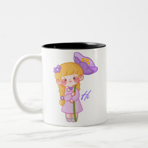 Kawaii Chibi Girl Mug Cute Flower Girl Coffee Mu