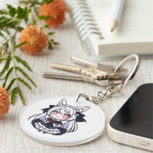 Kawaii Chibi Neko Gothic Lolita Acrylic Key Ring