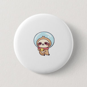 Kawaii Chibi Sloth Astronaut � Cute Space Sloth Ca 6 Cm Round Badge