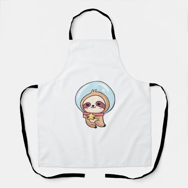 Kawaii Chibi Sloth Astronaut – Cute Space Sloth Ca Apron (Front)