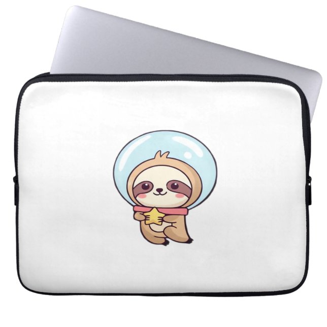 Kawaii Chibi Sloth Astronaut – Cute Space Sloth Ca Laptop Sleeve (Front)