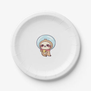 Kawaii Chibi Sloth Astronaut � Cute Space Sloth Ca Paper Plate
