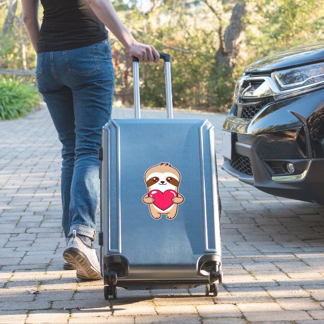 Kawaii Chibi Sloth Hugging Heart � Cute Adorable S (Suitcase Insitu)