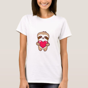 Kawaii Chibi Sloth Hugging Heart � Cute Adorable S T-Shirt