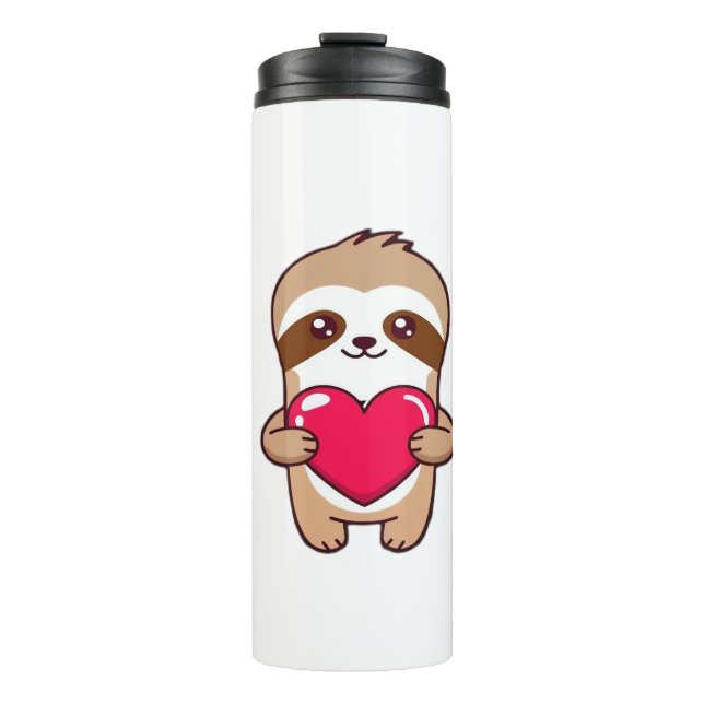 Kawaii Chibi Sloth Hugging Heart � Cute Adorable S Thermal Tumbler (Front)