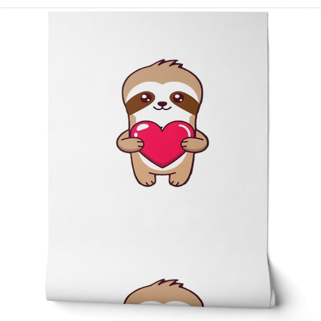 Kawaii Chibi Sloth Hugging Heart � Cute Adorable S Wallpaper (Unrolling)