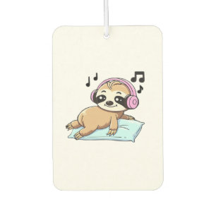 Kawaii Chibi Sloth Listening to Music � Cute Relax Car Air Freshener