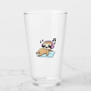 Kawaii Chibi Sloth Listening to Music � Cute Relax Glass