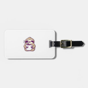 Kawaii Chibi Sloth with Coffee Mug � Cute Sleepy A Luggage Tag