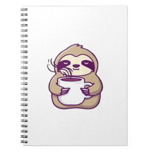 Kawaii Chibi Sloth with Coffee Mug � Cute Sleepy A Notebook