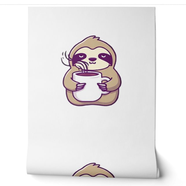 Kawaii Chibi Sloth with Coffee Mug � Cute Sleepy A Wallpaper (Unrolling)