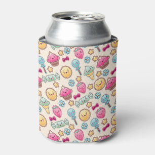Kawaii child pattern with cute doodles can cooler
