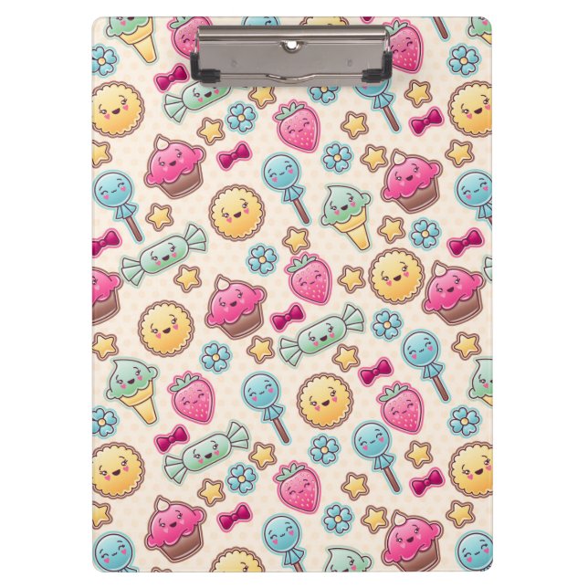 Kawaii child pattern with cute doodles clipboard (Front)